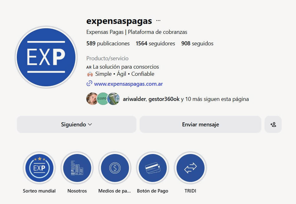 Novedad-Instagram Medios de pago Expensas Pagas